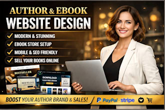 design modern author website, book author ebook website, ebook store design