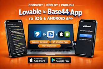 convert deploy lovable ai base44 replit app to ios android app capacitor publish