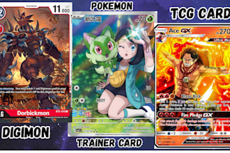 design custom trading card for tcg, mtg, pokemon, yugioh, digimon, playmat