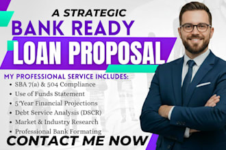 write bank loan proposal, loan approval, sba business plan with financial model