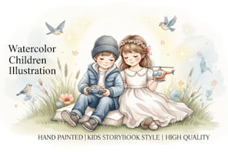 design children story book illustration and children book illustrator watercolor