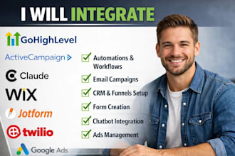 integrate gohighlevel activecampaign make claude wix jotform twilio google ads