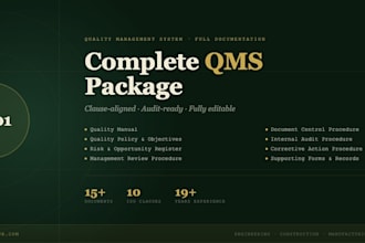 create a complete iso 9001 qms documentation package for your company