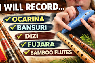 record bandura, citole, penny whistle baroque fretless for your song