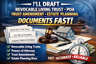 draft revocable living trust, poa, trust amendment estate planning document fast