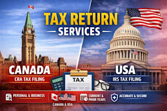 prepare tax returns, canada cra and US irs tax filing services