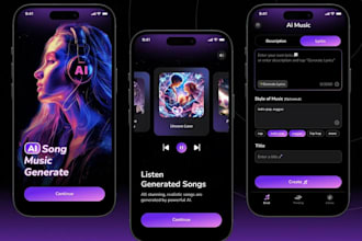 build ai music generator app, ai text to music app, ai voice translator app