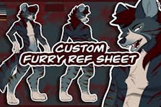 design custom furry art, fursuit design, ocs, reference sheet and discord asset