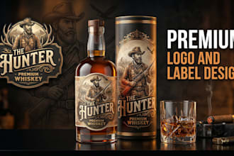 design custom luxury wine, whiskey, gin vodka beer, alcohol bottle package label