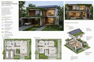 design eco friendly sustainable house plan modern architecture 2d 3d render