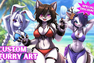 draw custom furry reference sheet, fursona, fursuit, vrchat character design