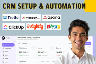 clickup trello asana monday crm insightly copper engagebay make com zoho crm