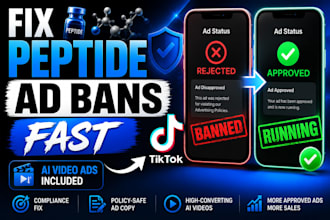 fix peptide ad issues, peptide ad ban, converting peptide tiktok ai videos