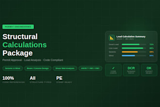 provide structural calculations and beam design for permit