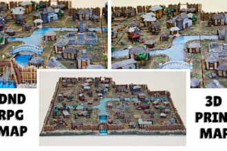 do custom rpg map, dnd map, game map, fantasy map, 3d map for printing, ttrpg