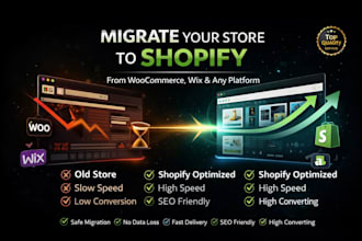 migrate woocommerce, wix, magento, bigcommerce, opencart, custom to shopify