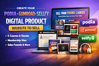 create a podia gumroad or sellfy website to sell digital products