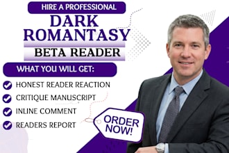 beta read your dark romantasy, spicy romance novel, litrpg with honest feedback