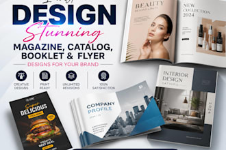 create stunning magazine catalog booklet  flyer designs for your brand