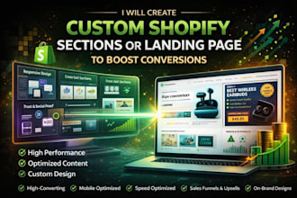 design shopify product page, landing page by pagefly, gempages, shogun
