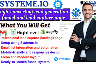 systeme io lead page lead generation funnel, lead capture pages