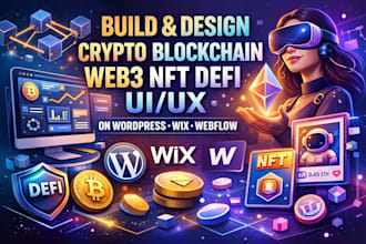 build and design crypto blockchain web3 nft defi UI UX on wordpress wix webflow