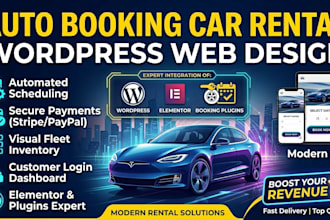 design a modern car rental wordpress site with auto booking