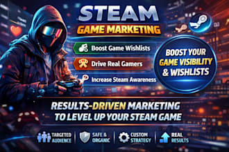 promote your steam game to real gamers and boost traffic wishlists and downloads