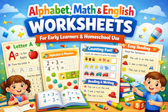 create alphabet, math, english worksheets for early learners and homeschool use