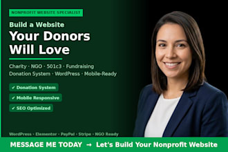 design a nonprofit charity website with donation system for ngo and fundraising