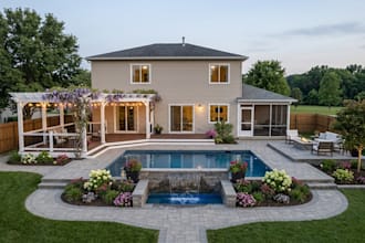 design garden frontyard backyard patio pool deck pergola firepit screen porch