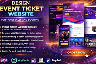 design event ticket website for ticket sales and booking