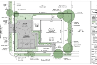 design site plan, parcel map, driveway and parking for city permit