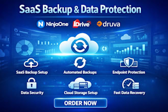 setup ninjaone, idrive, druva saas backup and secure cloud data protection