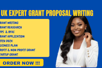 write UK grant proposal, funding application and grant bid