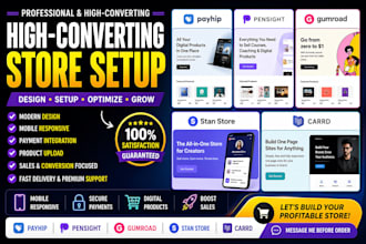create payhip website store setup pensight store design carrd landing page