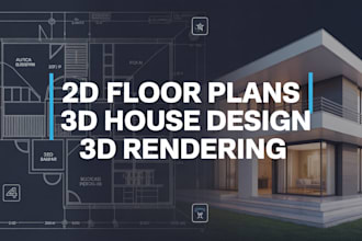 design autocad 2d floor plan, 3d house plan, and  3d rendering