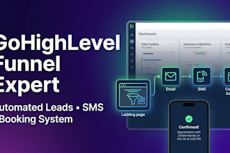 build high converting gohighlevel funnel with automation, and booking, pipeline