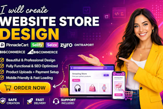 create zyro sellfy pinnaclecart selz bigcommerce ontraport store website design