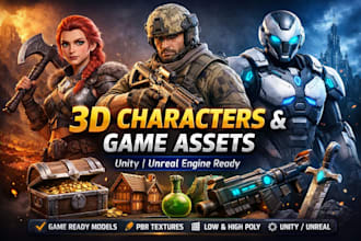 model 3d character, 3d game assets for unity or unreal engine