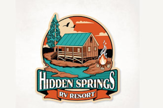 design professional outdoor logo for camping, hiking