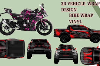 design vehicle wrap, car wrap, bike wrap, and print ready branding design