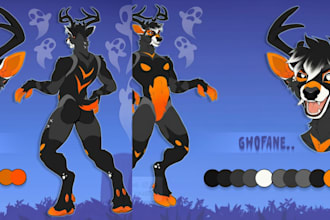 draw a furry reference sheet fursona design or oc character