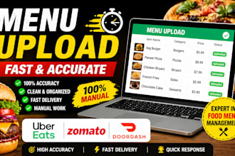 upload restaurant menu on ubereats zomato and doordash fast