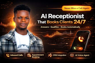 build ai receptionist, ai voice agent to answer calls and book appointments 247