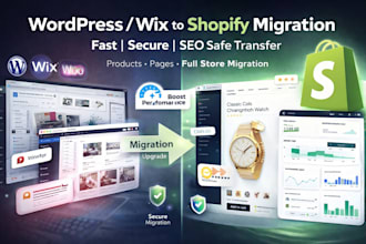 migrate wordpress wix webflow squarespace magento to shopify store migration