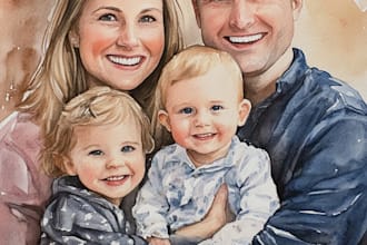 create a watercolor family portrait