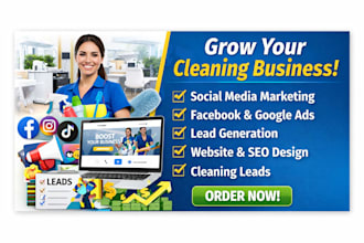 be your social media manager, commercial cleaning marketer, ads expert
