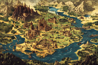 create a fantasy map illustration for map