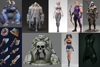 create 3d game character and game assets for unreal, unity